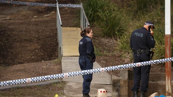 Police at the scene of the attack. 