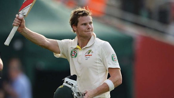 Australia's Steve Smith leaves The Oval arena after his maiden - and unbeaten - first-innings century against England in the fifth Test.