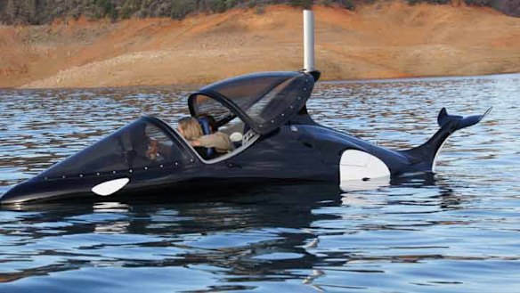 Sally Dominguez gets to grips with the Seabreacher with Rob Innes' assistance.