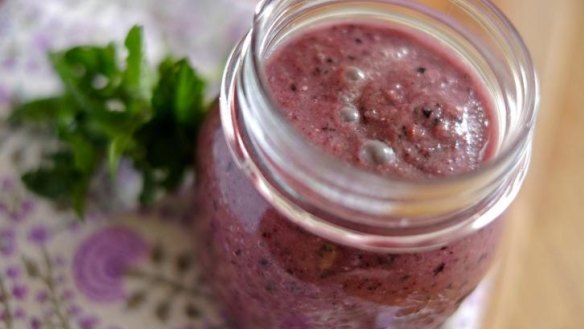 Eat more berries: Arabella Forge's mint and blueberry smoothie.