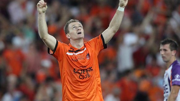 Game-changer ... Besart Berisha gives thanks after scoring the first of his two goals.