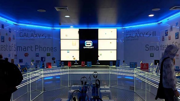 Inside Samsung's "pop up" store.