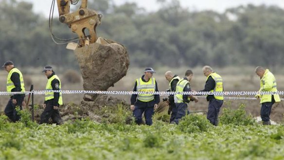 Police search on a property near Hay for the remains of anit-drugs campaigner Donald Mackay who was murdered in 1977.
