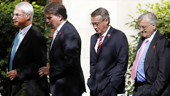 Finance ministers, including Wayne Swan (third from left), in London.