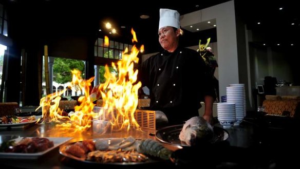 Wasabi Restaurant's head chef Nigel Sato in action.