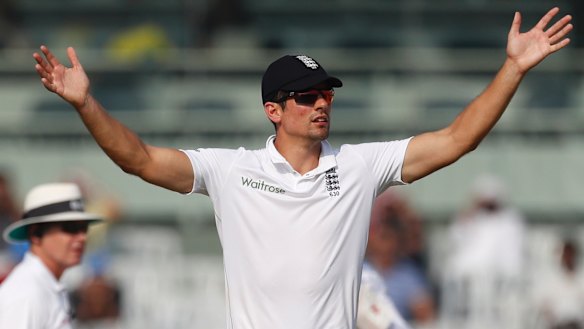 Tough time in India: Alastair Cook during the fifth Test in Chennai.