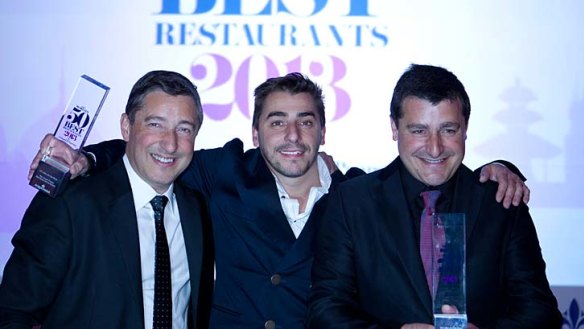 The El Celler de Can Roca team accepting their award at the World's 50 Best, sponsored by S.Pellegrino and Acqua Panna.