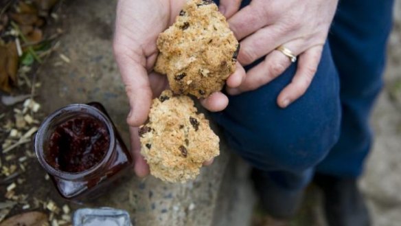 Winning combination: Kathryn Stuparich with quince jam made from foraged fruit with homemade rock cakes.