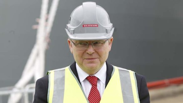 Kevin Rudd tours BAE Systems in Williamstown on Thursday.