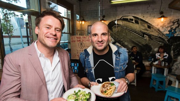 George Calombaris (right) and business partner Radek Sali.