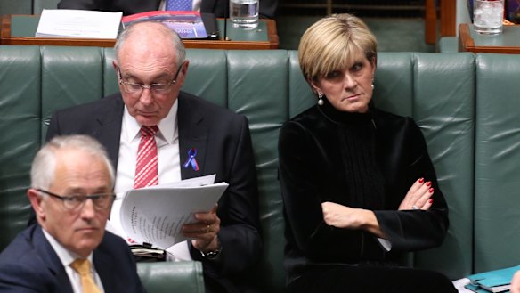 Prime Minister Malcolm Turnbull and Foreign Affairs minister Julie Bishop during question time  on Thursday.