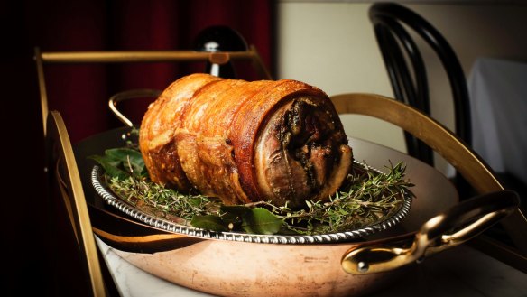 La Rosa's spit-roasted Golden Plains pig is boned and rolled into porchetta.