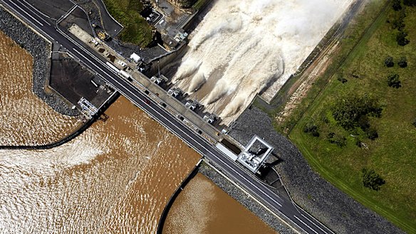 Water being released from Wivenhoe Dam last summer.