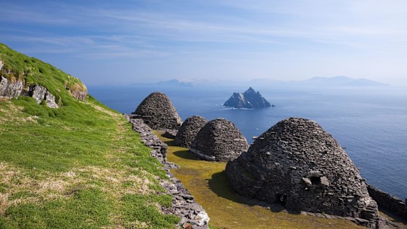 Beehive stone huts of the monastery on Skellig Michael.