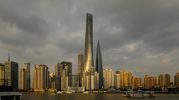The Shanghai Tower, centre, one of the world's tallest, greenest buildings.