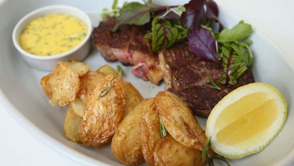 Designed to share: Sliced steak with bearnaise sauce.