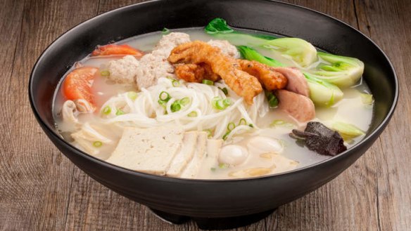 Soup for the soul: Tina Li's chicken stock soup with pork meatballs and tofu.