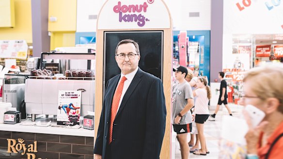 Retail Food Group founder and businessman Murray d'Almeida at a Donut King outlet in Queensland this week.