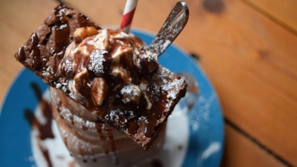 Johnny Pump's Nutella and chocolate brownie dessert shake.