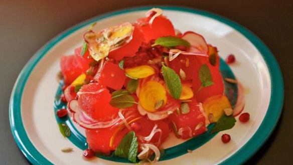 Mesa Verde's ravishing red watermelon, beetroot and pomegranate salad.