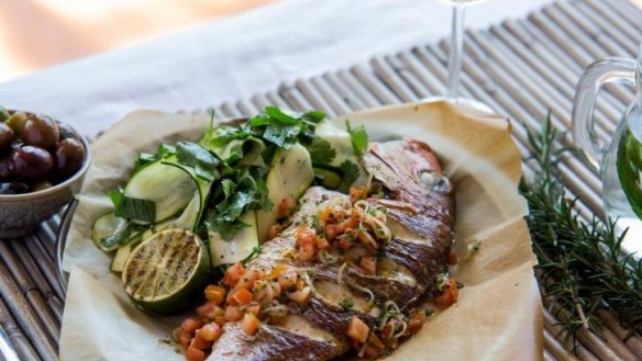 Simple and nourishing: The Greens' whole baked snapper.