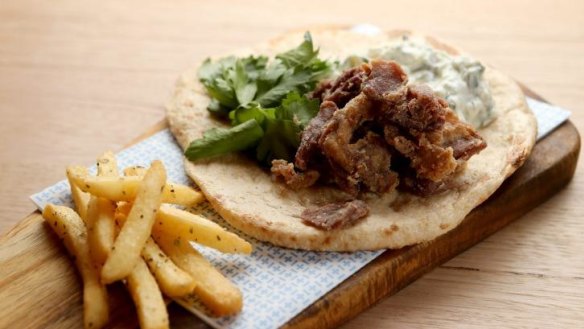 Duck souvlaki, a special at the new Jimmy Grants in Richmond.