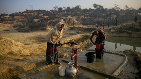 Refugees at a Rohingya refugee camp in Cox's Bazar, Bangladesh. 