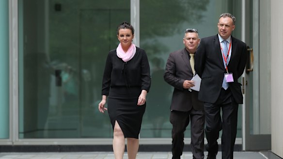 Senator Lambie addresses the media after announcing her resignation from PUP on Monday.
