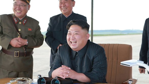 North Korean leader Kim Jong-un attends what was said to be the test launch of an intermediate range missile on September 16.