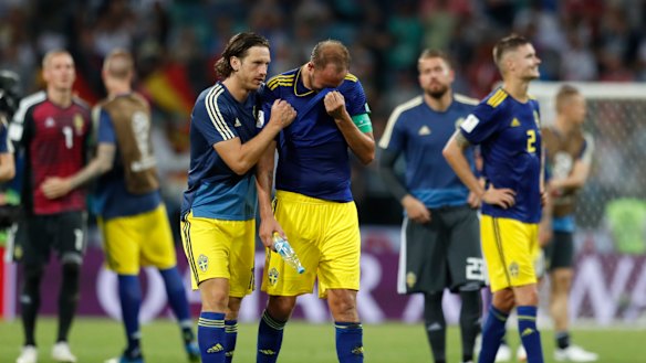 The Swedes were devastated after conceding a last-minute winner to Germany.