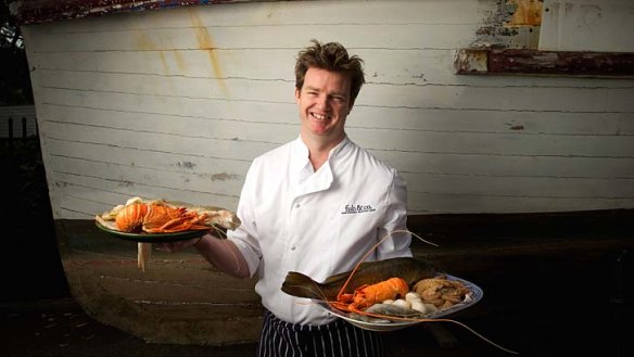 Ocean-friendly: Tom Kime with sustainably caught seafood, including rock lobster, banana prawns and king prawns.