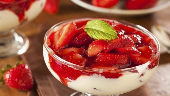 Summer treat: Strawberry fruit parfait.