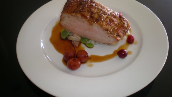 Michel Renoux's pork belly topped with a crisp apple and mustard crust.