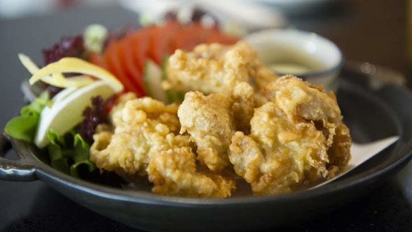 Japanese fried chicken with horseradish dipping sauce.