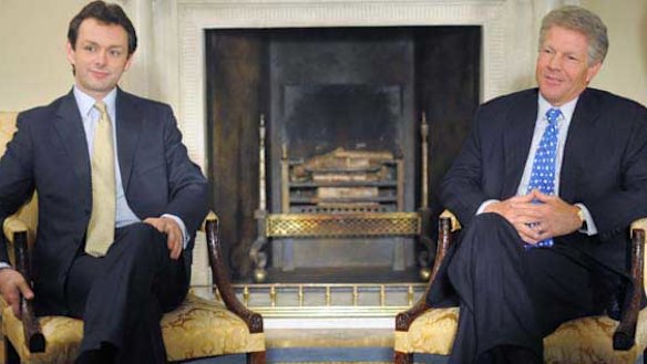 Michael Sheen as Tony Blair and Dennis Quaid as Bill Clinton in The Special Relationship.