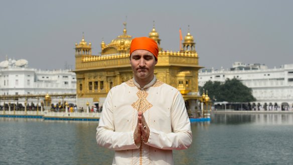 Justin Trudeau at the Golden Temple in Amritsar, India.