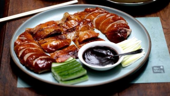 A platter of Peking duck with pancakes at Mr Wong, where Dan Hong is executive chef.