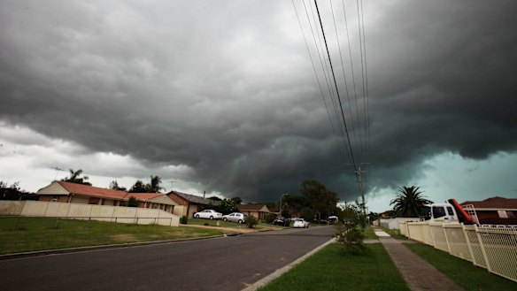 Dark clouds at Rooty Hill before the massive storm hit on Saturday.