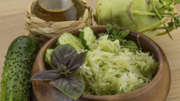 Kohlrabi and cucumber salad.