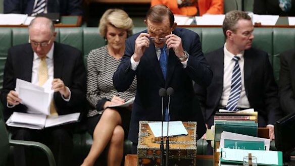 Prime Minister Tony Abbott during question time. Photo: Alex Ellinghausen