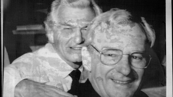 Then Opposition Leader Bill Hayden, pictured with Bob Hawke, was the only Australian to enter a secret room at Pine Gap.