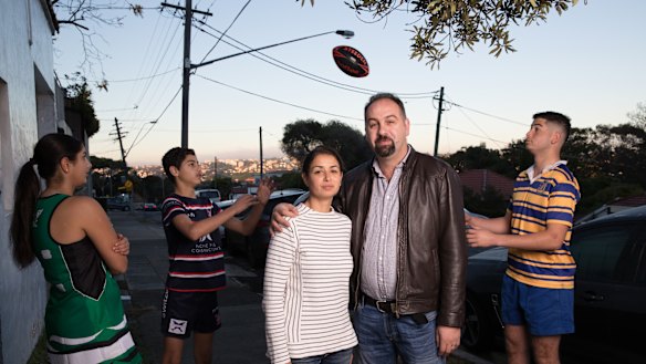 Lamya and Ahmed Sadi, with their children, Amina, 14, Sonny, 12, and Hamzah, 16, spend Saturdays driving between their different sports grounds in Sydney.