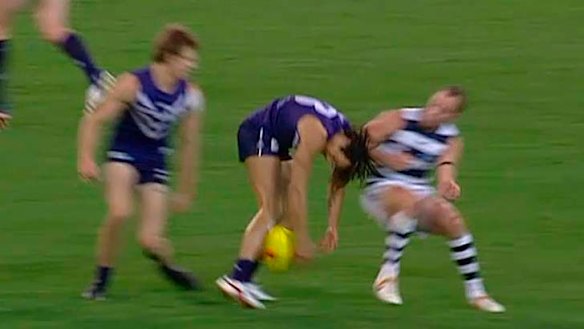 James Kelly bumps Tendai Mzungu.