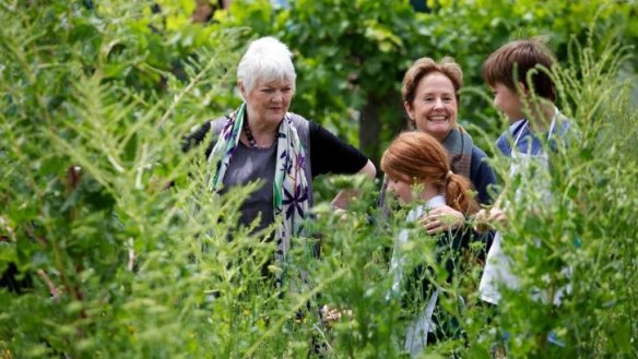 In their element: Stephanie Alexander and Alice Waters at Westgarth Primary School.