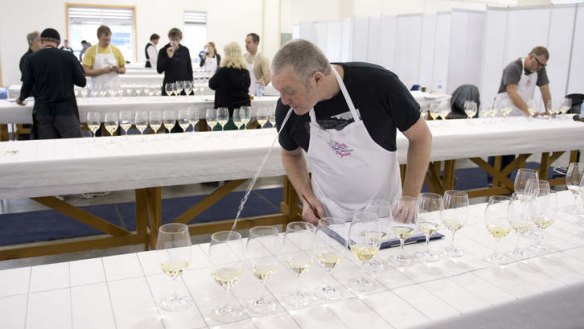Taking aim ... David Bicknell judges some of the white wines.