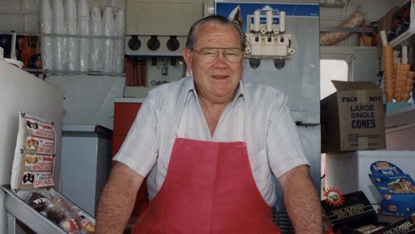 Gambling led to his downfall … Rex ''Buckets'' Jackson, who has died age 83, in his hot dog van.