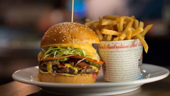 The Lord's Burger is a classic counter-lunch pub burger.