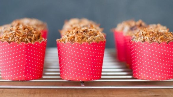 Coconut, banana and cherry muffins with teff (recipe below).