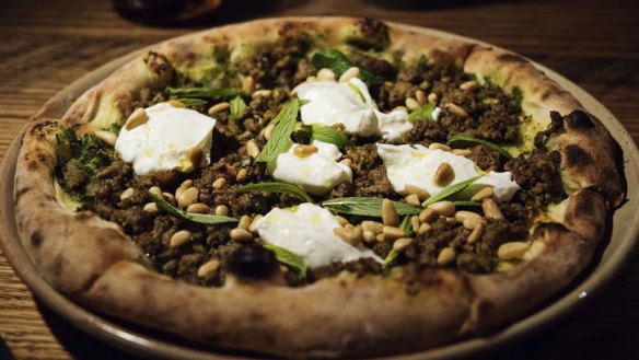 Lamb pizza with chermoula.