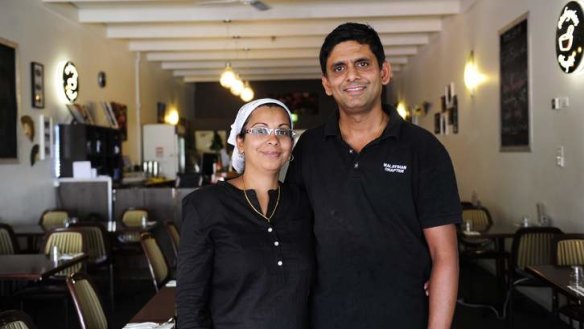 Vilasini Subramaniam and Siva Vasudevan inside the restaurant.